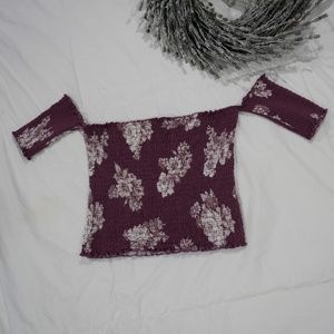 Purple floral cropped top